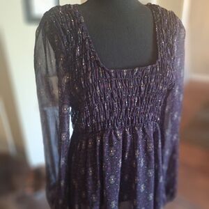 Xhilaration Y2K Whimsigoth Dark Purple Sheer Dress XL